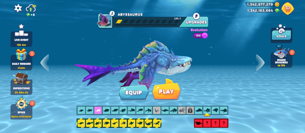 Abyssaurus sharks in in hungry shark evolution