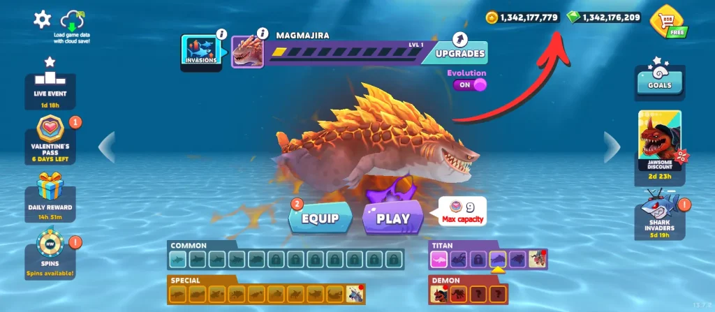 Hungry Shark Evolution mod apk unlimited money and unlocked sharks gameplay