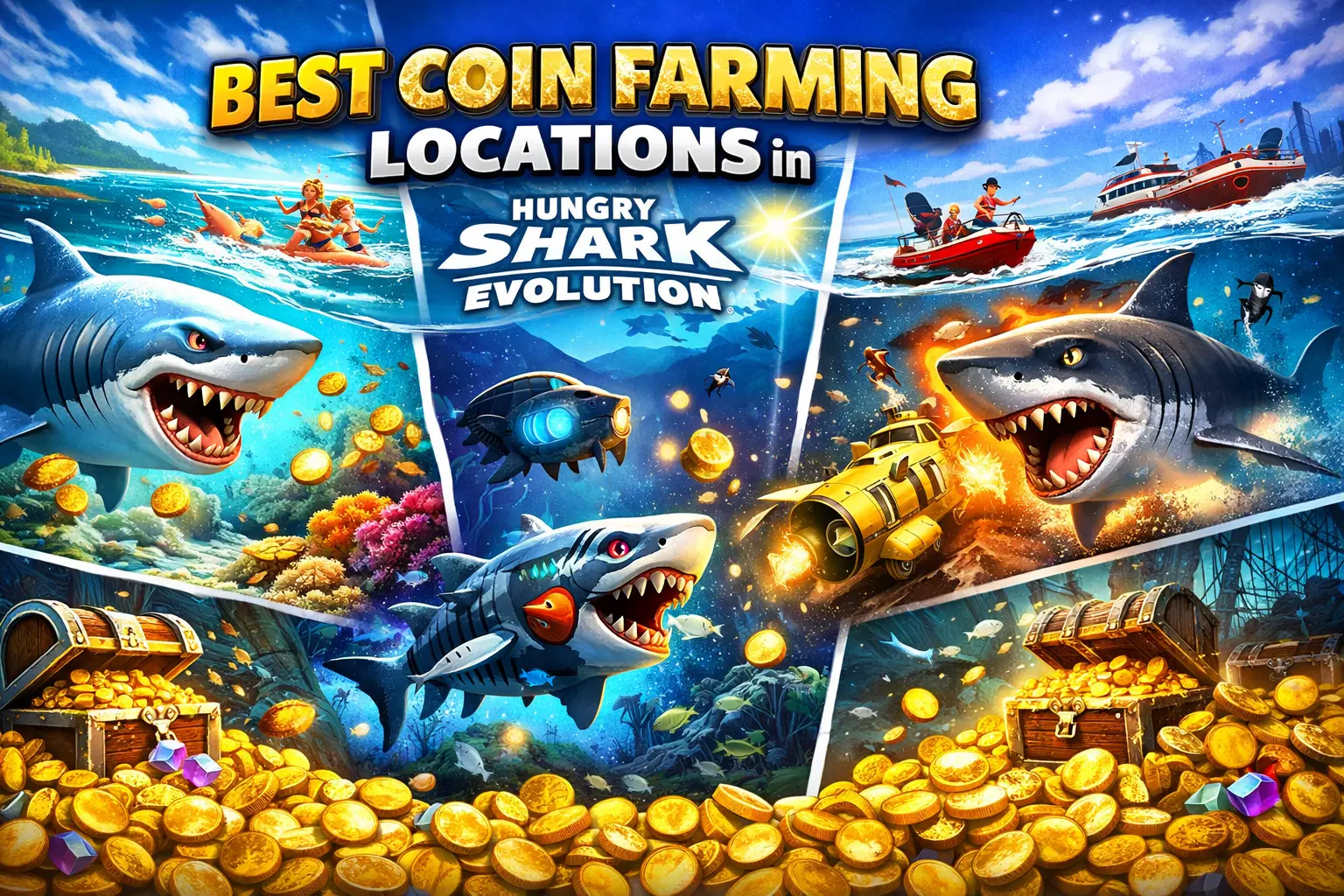 Best Coin Farming Locations in Hungry Shark Evolution