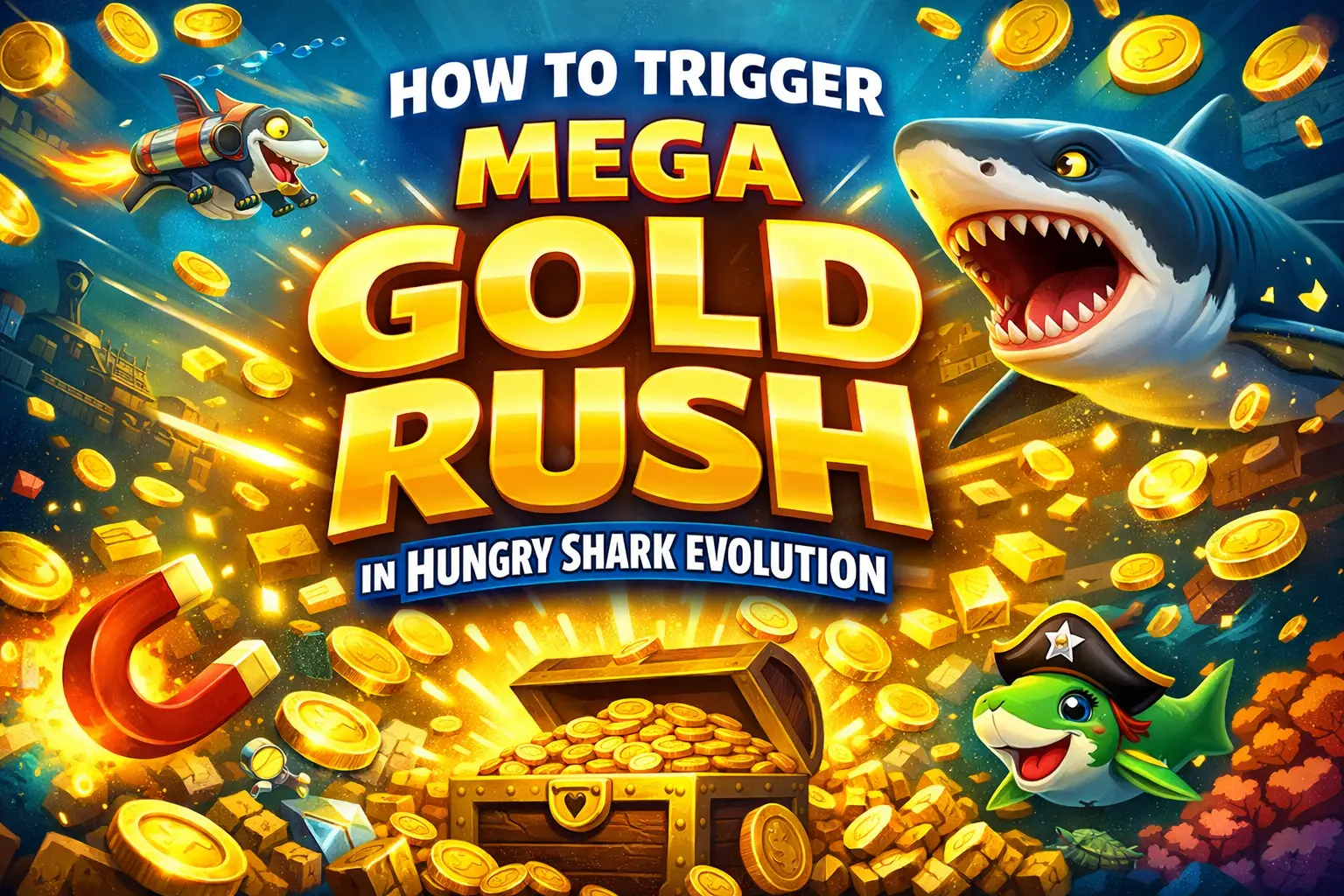 How to Trigger Mega Gold Rush in Hungry Shark Evolution