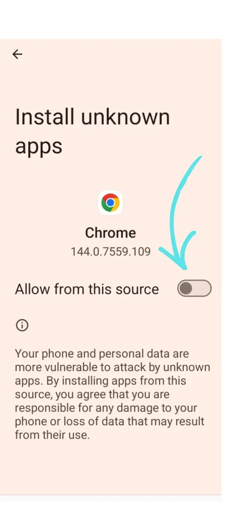 Enable install unknown apps setting to install Hungry Shark World MOD  on Android